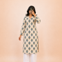 BLUE FLOWER BOOTA LONG STRAIGHT KURTI