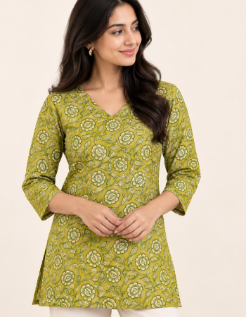 LIGHT GREEN SHORT STRAIGHT KURTI