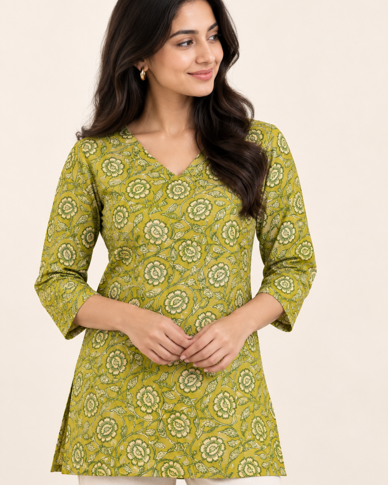 LIGHT GREEN SHORT STRAIGHT KURTI