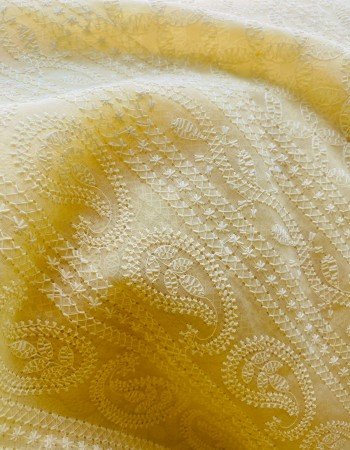 YELLOW CHIKANKARI LONG STRAIGHT KURTI