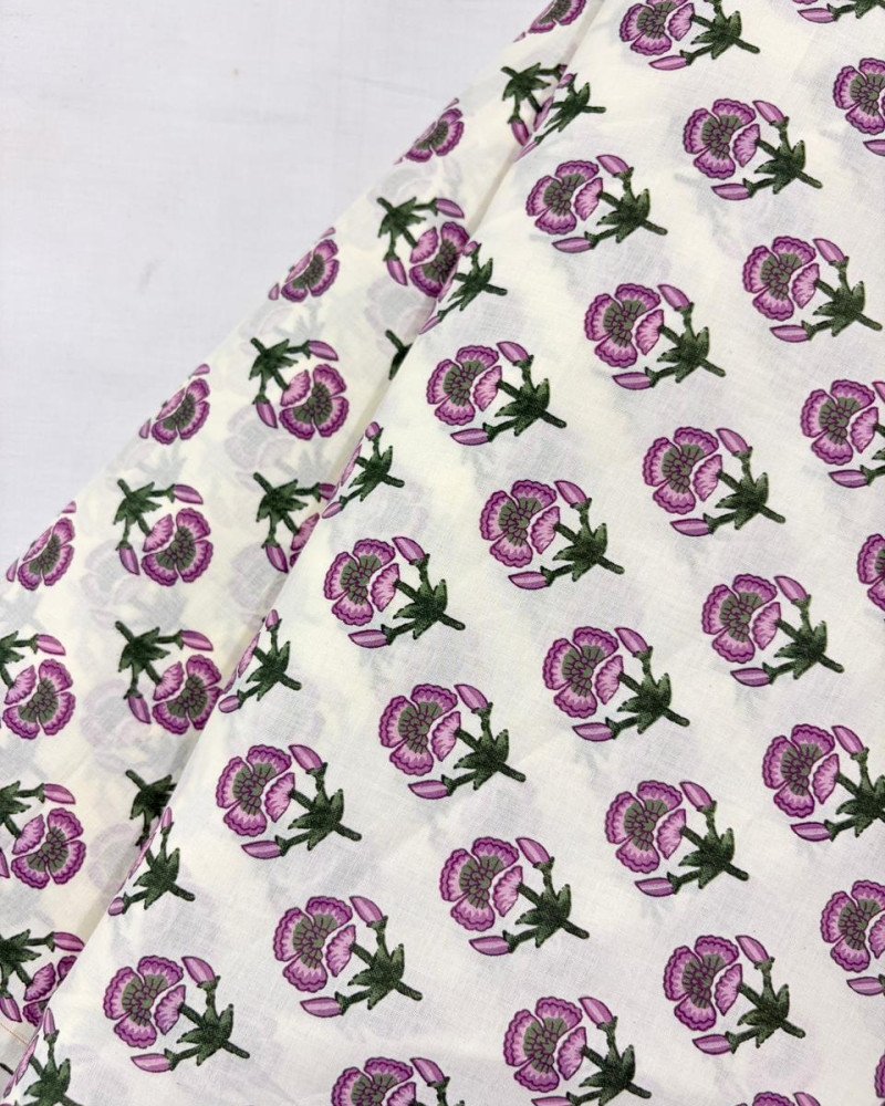 WHITE PINK FLOWER LONG STRAIGHT KURTI