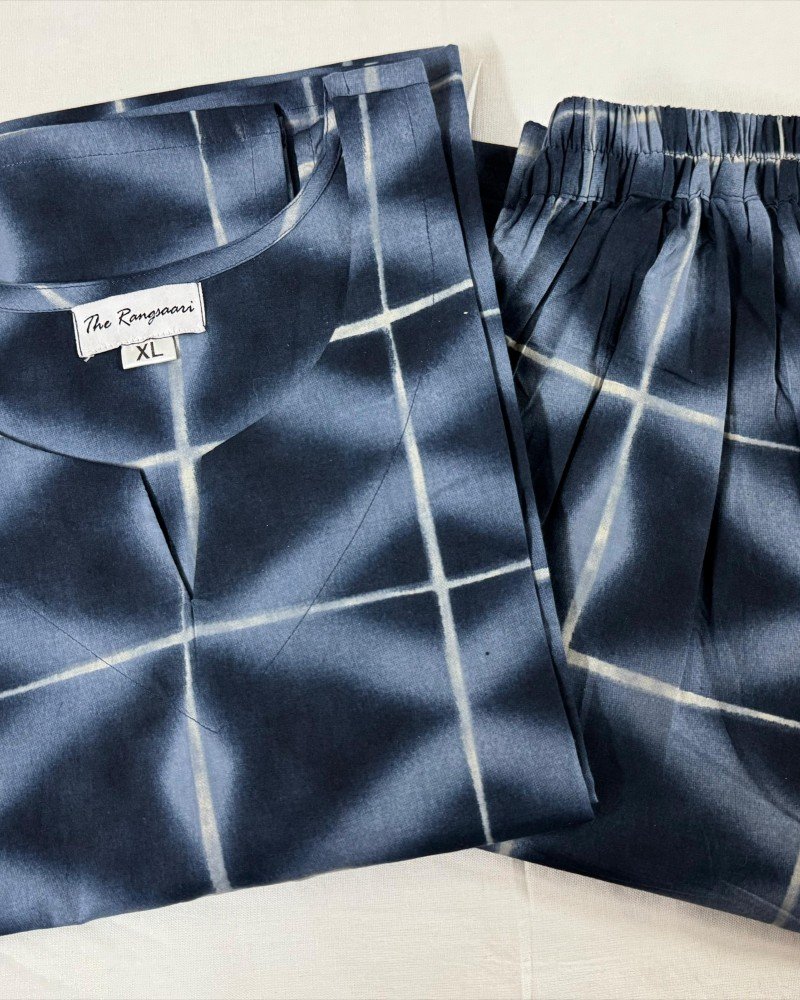 GEOMETRIC BOX MOTIF KURTA BOTTOM SET