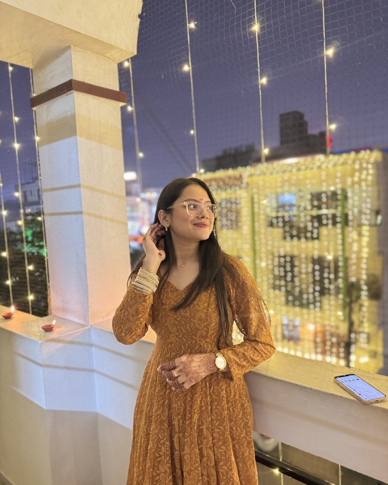BROWN CHIKANKARI UMBRELLA GHER KURTI