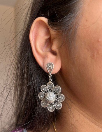 KOLHAPURI 925 HALLMARKED SILVER EARRINGS