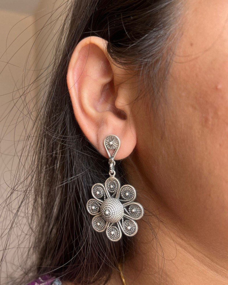 KOLHAPURI 925 HALLMARKED SILVER EARRINGS