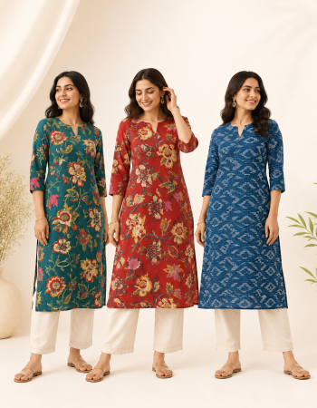 COMBO OF 3 LONG STRAIGHT KURTIS