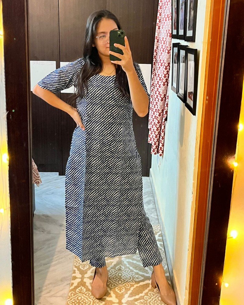 MUSTARD STRIPES KURTA BOTTOM SET