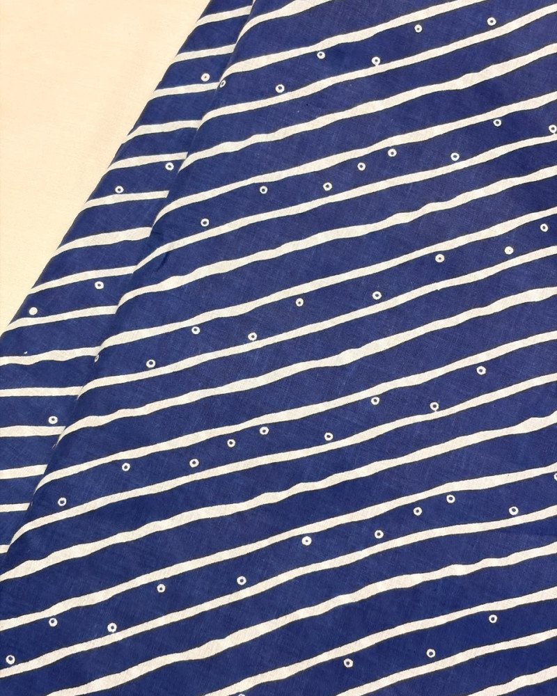 BLUE LEHERIYA KURTA BOTTOM SET