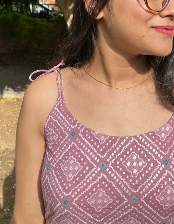 PURPLE BANDHEJ GOLDEN FOIL RISHEE SET