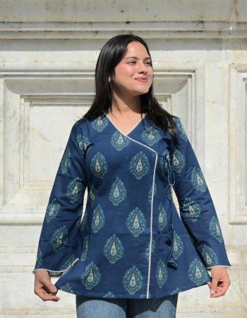 DARK BLUE MOTIFS ANGRAKHA CHANDNI TOP
