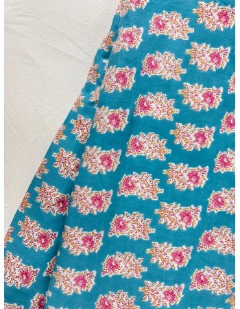 BLUE FLORAL MOTIF SHORT STRAIGHT KURTI