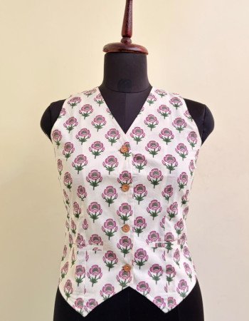 WHITE PINK FLOWER VEST TOP