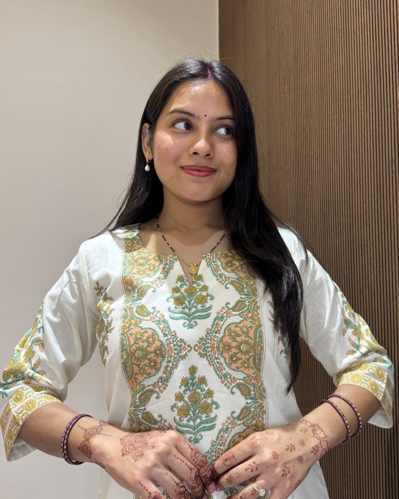 WHITE FLORAL COTTON SUIT SET 