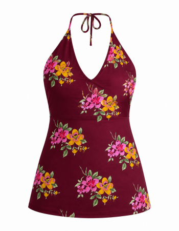 DARK MAROON FLOWER BOOTA BACKLESS SHORT KURTI