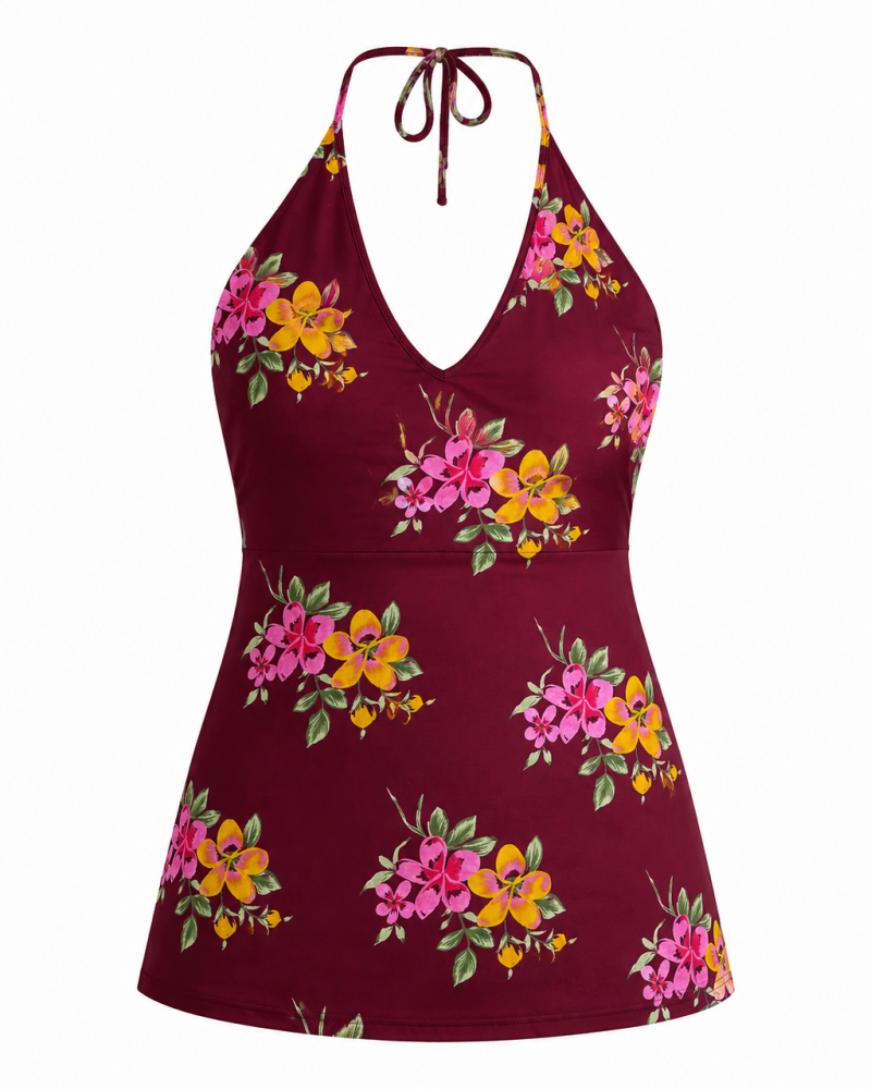 DARK MAROON FLOWER BOOTA BACKLESS SHORT KURTI