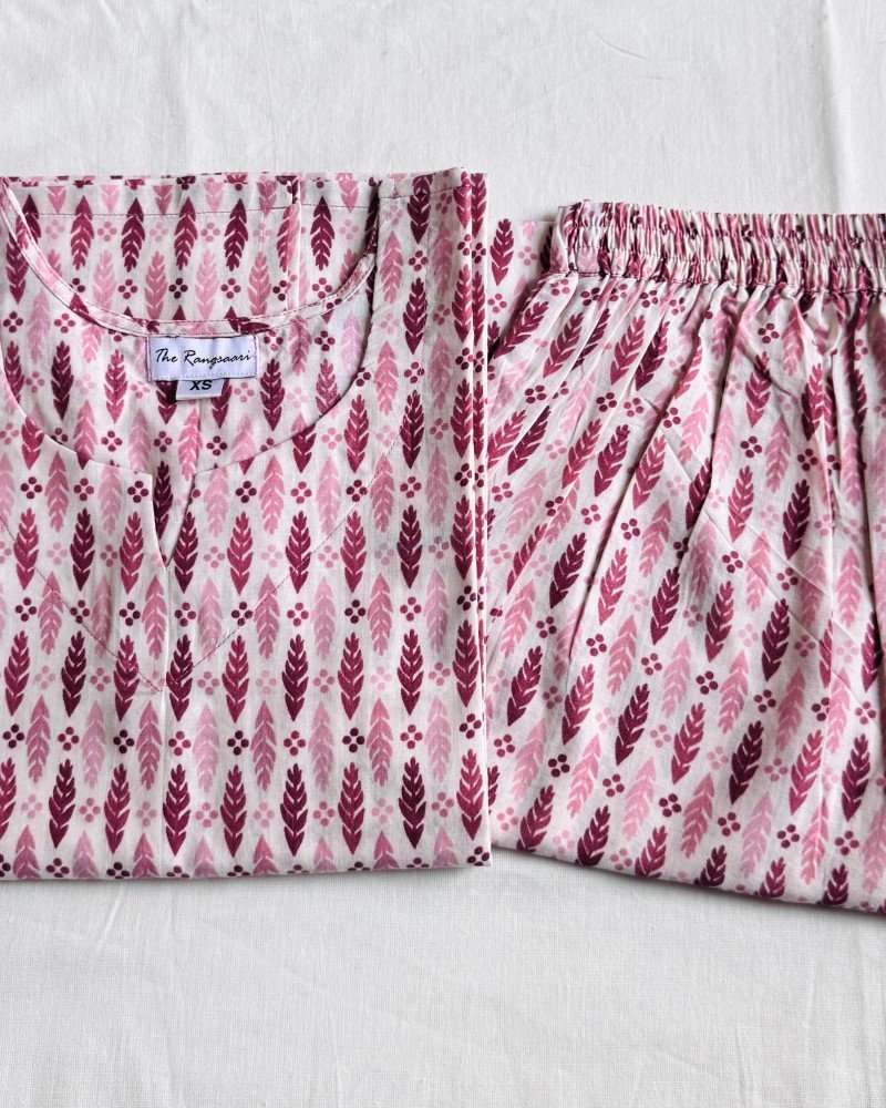 PINK MOTIFS KURTA BOTTOM SET