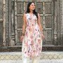 BEIGE MAUVE FLORAL LONG STRAIGHT KURTI