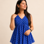 BLUE BANDHANI GEORGETTE CLAIRE TOP