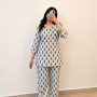 BLUE FLOWER BOOTA NIGHT SET