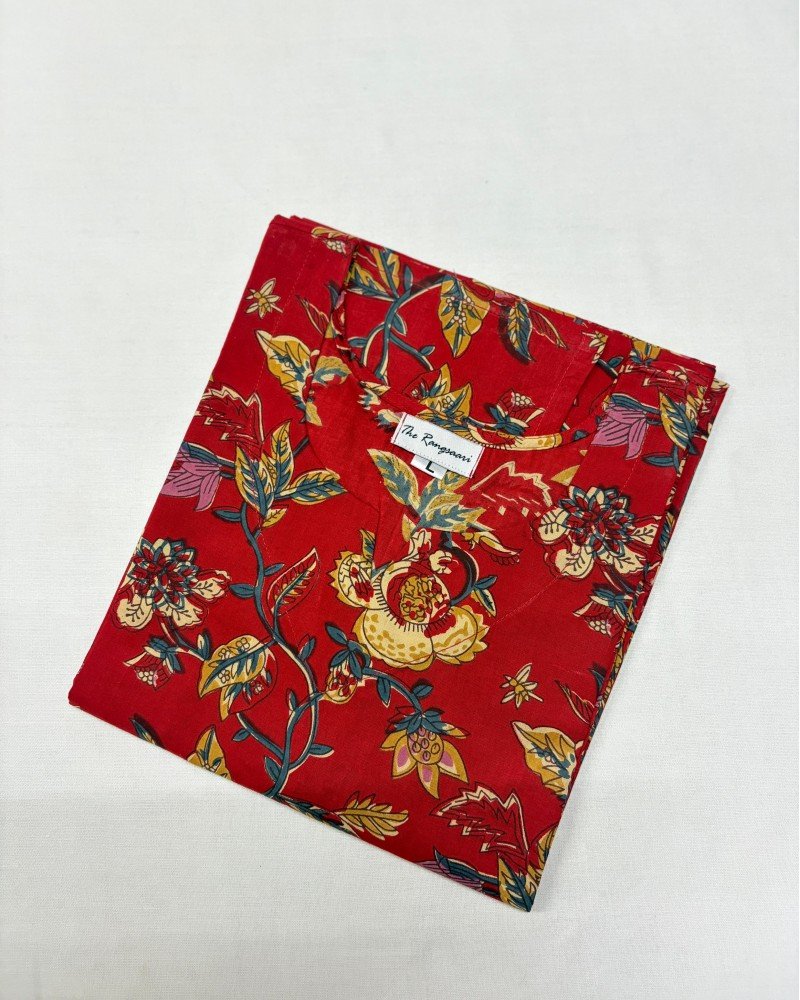 RED FLORAL LONG KURTI