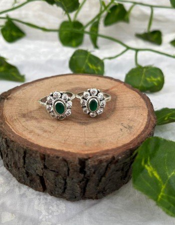 GREEN STONE SILVER 925 TOE RINGS