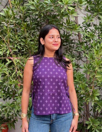 PURPLE BANDHANI MOTIF PIHU TOP