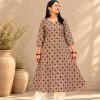 WHITE GREEN MOTIF A LINE KURTI