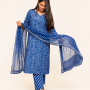 BLUE BANDHEJ SUIT SET