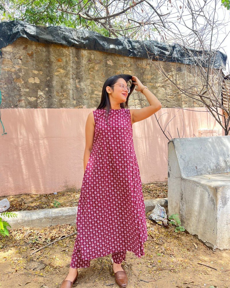MAROON IKAT ROOH SET