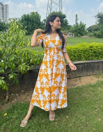 OLIVE GREEN FLOWER MOTIF ROSE DRESS