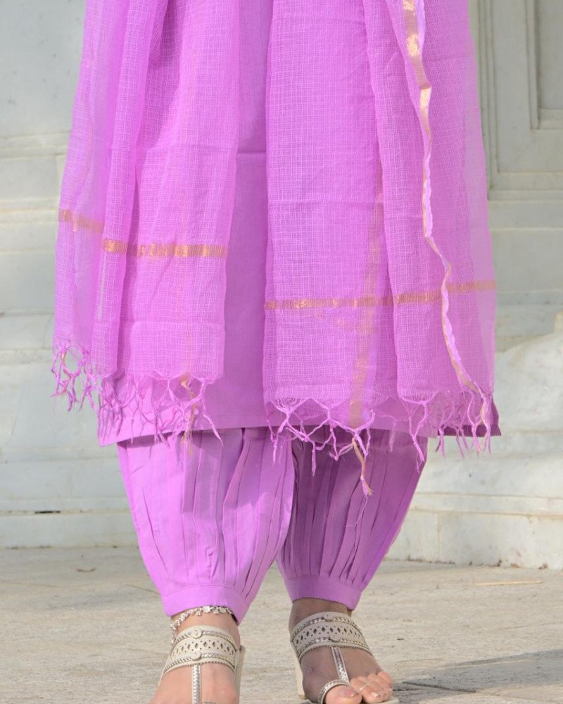 SOLID LAVENDER COTTON SUIT SET 