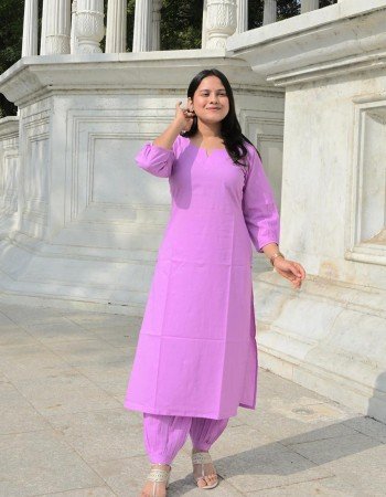 SOLID LAVENDER COTTON SUIT SET 