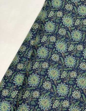 DARK BLUE FLORAL JAAL SABAH SET