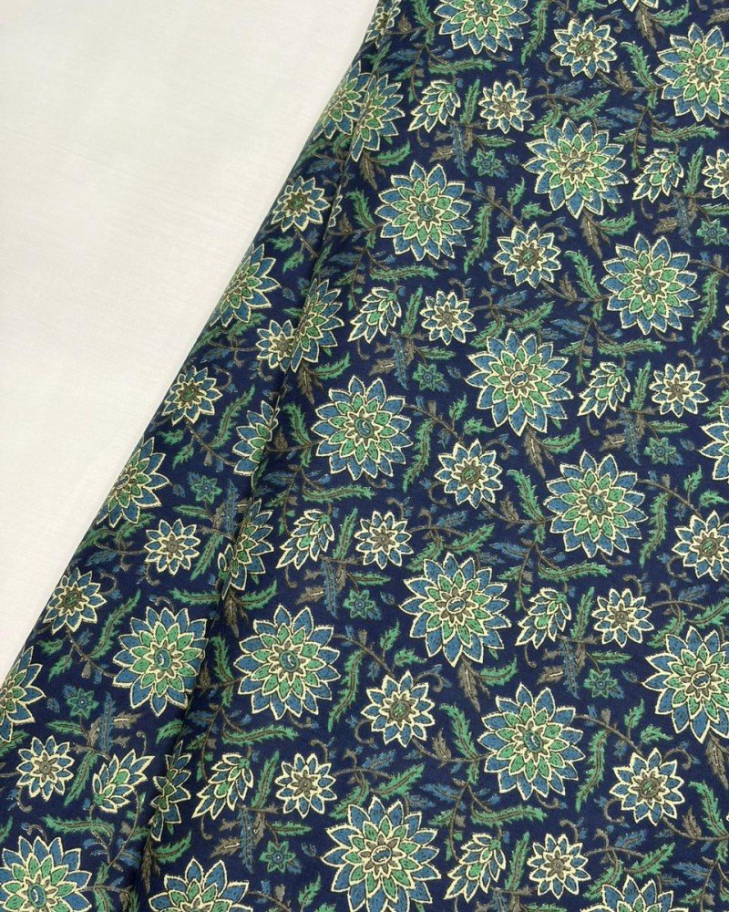 DARK BLUE FLORAL JAAL SABAH SET