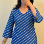 BLUE LEHERIYA SHORT STRAIGHT KURTI
