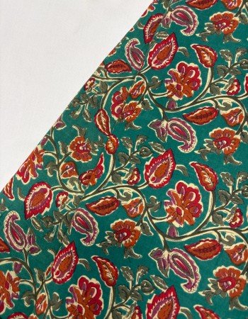 GREEN ORANGE FLORAL MOTIF NIGHT SET