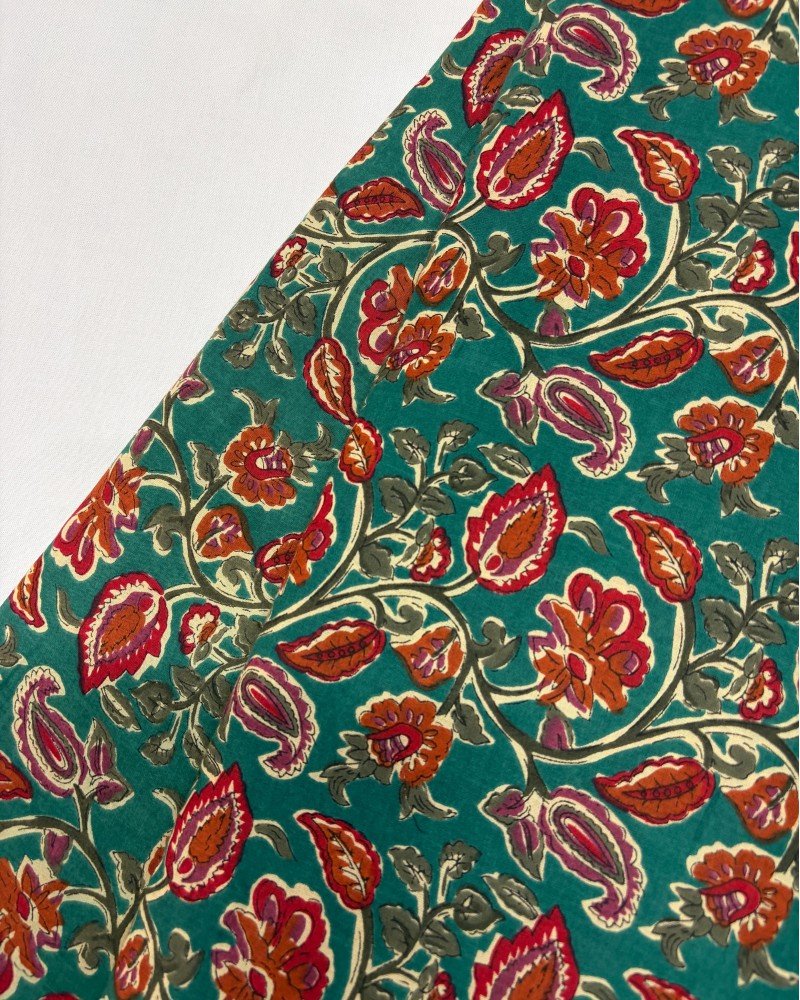 GREEN ORANGE FLORAL MOTIF NIGHT SET