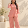 PINK SOLID SLUB CO-ORD SET
