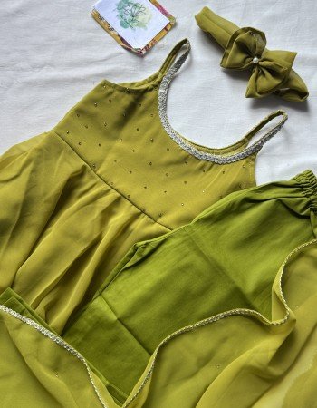 MEHNDI GREEN DIVINE GEORGETTE KIDS GHER SET