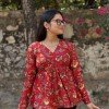 RED FLORALS CLAIRE TOP