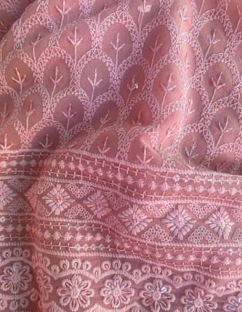 PINK CHIKANKARI LONG STRAIGHT KURTI