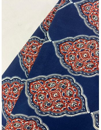 BLUE MAROON MOTIF LONG STRAIGHT KURTI