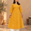 YELLOW FLOWER A LINE KURTI