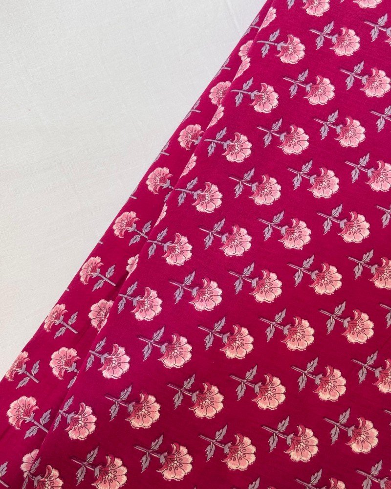 MAGENTA SMALL FLORAL MOTIF A LINE KURTI