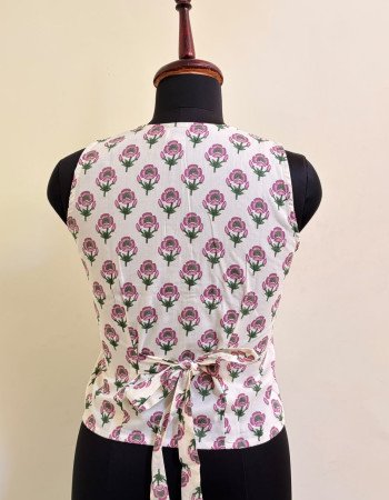 WHITE PINK FLOWER VEST TOP