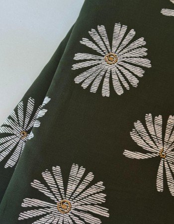 OLIVE GREEN FLOWER MOTIF A LINE KURTI