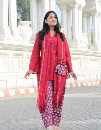 RED MOTIF HANDBLOCK FARSI SET 