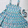 BLUE FLORAL MOTIFS KIDS TIE KNOT SLEEVE FROCK