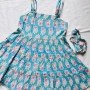 BLUE FLORAL MOTIFS KIDS TIE KNOT SLEEVE FROCK