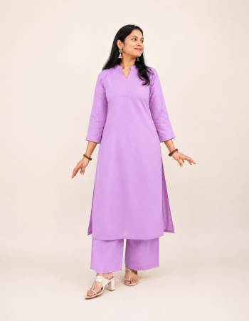 SOLID LILAC KURTA BOTTOM SET
